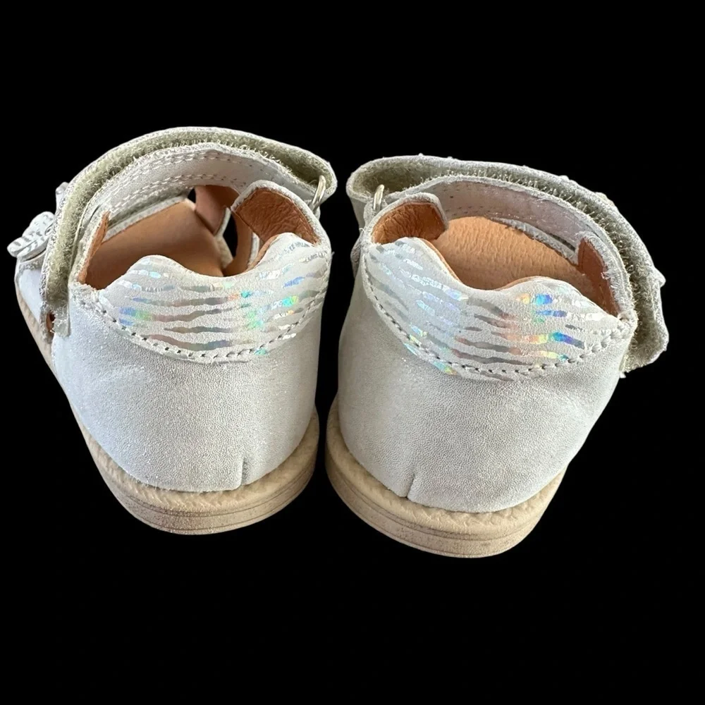 NWT Froddo Baby Girls Size 21 Silver Flower Sandals‎ Shoes Leather First Walkers